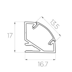 Профиль угловой алюминиевый LC-LPU-1717-2 Anod