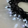 Гирлянда Нить с Колпачком 10м Белая с Мерцанием Белого Диода 220В, 100 LED, Провод Черный ПВХ, IP65. Фото 2.