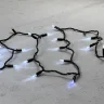 Гирлянда Нить с Колпачком 10м Белая с Мерцанием Белого Диода 220В, 100 LED, Провод Черный ПВХ, IP65. Фото 3.
