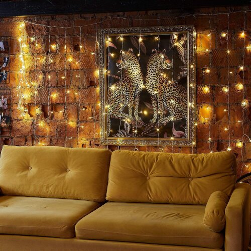 ULD-C3020-264-TTK WARM WHITE IP44 Занавес светодиодный с эффектом мерцания, 3х2м, 264 светодиода, Теплый белый свет, Провод прозрачный, TM Uniel - фото 10