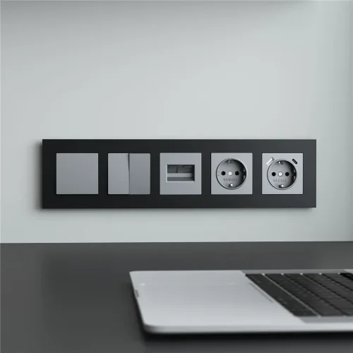 Рамка из металла на 5 постов AluMax черный алюминий W0053508 - фото 4