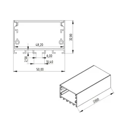 Алюминиевый профиль LC3250 1702 (2000х50х32мм с рассеивателем)