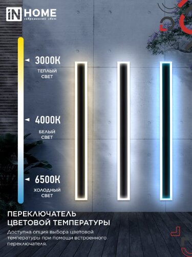 Светильник уличный светодиодный ДБУ MARS120-40AC-ВL 40Вт 3CCT 1200x80 IP54 черный IN HOME - Фото 8