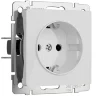 Розетка с заземлением и шторками (белый акрил) W1171141 - фото