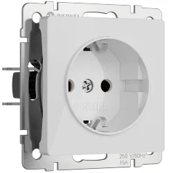 Розетка с заземлением и шторками (белый акрил) W1171141