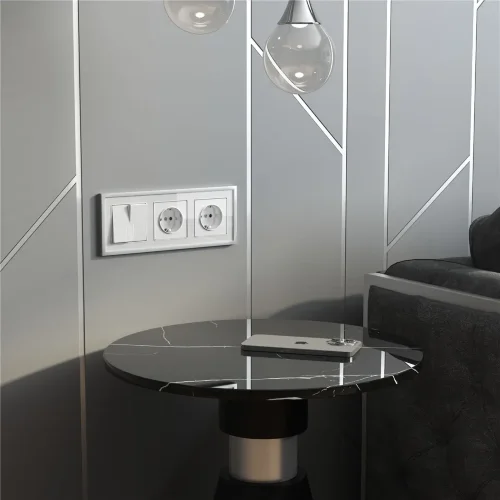 Розетка с заземлением и шторками (белый акрил) W1171141 - фото 2