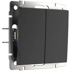 Выключатель двухклавишный с самовозвратом (черный матовый) W1122408