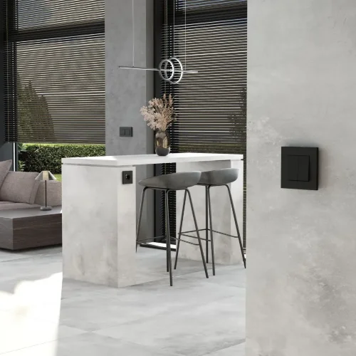 Выключатель двухклавишный с самовозвратом (черный матовый) W1122408 - фото 2