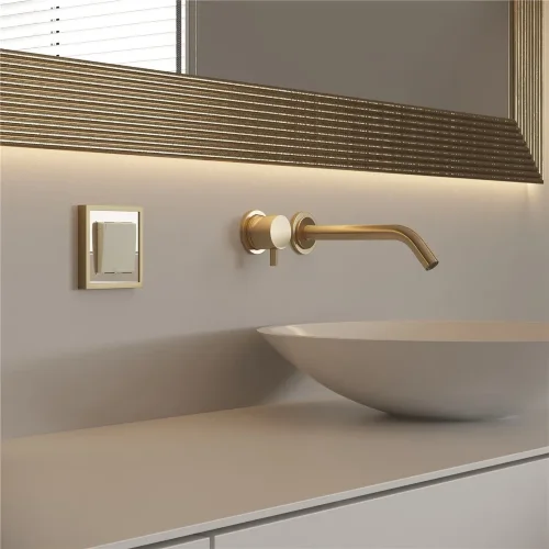 Рамка из металла на 1 пост Baguette айвори/латунь W0012851 - фото 4