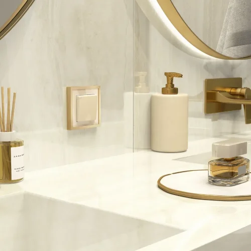 Рамка из металла на 1 пост Baguette айвори/латунь W0012851 - фото 3