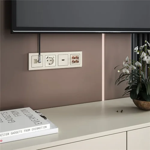 Розетка с заземлением, шторками и USB тип A+C (слоновая кость) W1171703 - фото 3