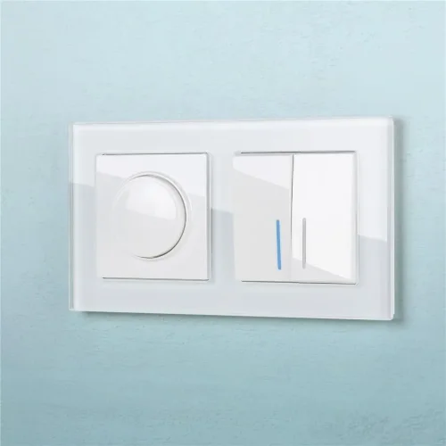 Выключатель двухклавишный с подсветкой (белый) W1120101 - фото 2