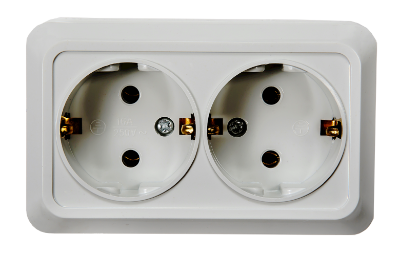 Розетка двойная с заземлением BOLLETO белая накладная 7128 IN HOME - Фото