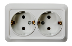 Розетка двойная с заземлением BOLLETO белая накладная 7128 IN HOME - Фото