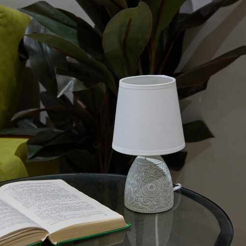 UML-B301 E14 LIGHT GREY Светильник настольный декоративный под лампу Е14, 40W, Механический выключатель, Светло-серый - фото 7