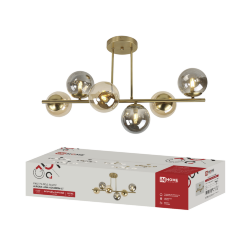 Люстра под лампу AURORA LUNA-6G9AMSM-LT 6хG9 янтарные и дымчатые плафоны, латунный корпус IN HOME