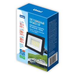 ULF-F70 30W-6500K IP65 12-24-36V BLACK Прожектор светодиодный, Дневной свет 6500K, Корпус черный, TM Uniel