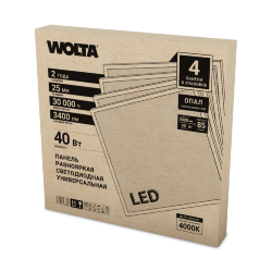 Светодиодная универсальная панель WOLTA WLPD-40W/01 40Вт 4000К IP40 Опал