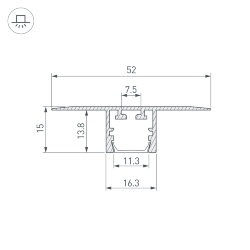 Профиль PDS-T-HIDE-2000 (Arlight, Алюминий)