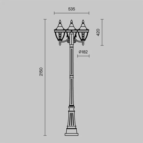 Садово-парковый светильник Риволи / Rivoli E27х3 60Вт IP 44 (Черный) O026FL-03B - фото 8