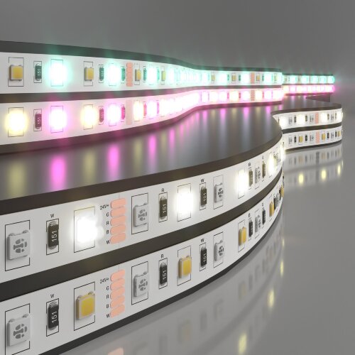 Светодиодная лента 24 В 14,4 Вт/м 60 Led/м 5050+5050 IP20, MIX RGB/дневной белый 4200K, 5 м - Фото 3