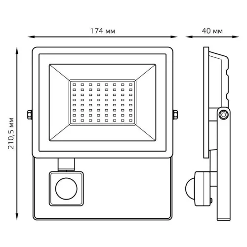 Прожектор светодиодный Elementary 50Вт 6500К IP65 4750лм 175-265В ДО с датчиком движения черн. GAUSS 628511350 - фото 7