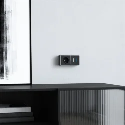 Выключатель двухклавишный с подсветкой Gallant черный с серебром W5020134 W5020134