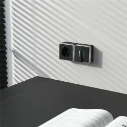 Выключатель двухклавишный с подсветкой Gallant черный с серебром W5020134 W5020134