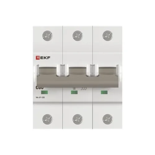 Выключатель автоматический модульный 3п C 80А 15кА ВА 47-125 PROxima EKF mcb47125-3-80C - фото 3