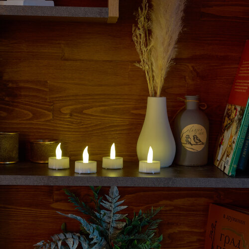 ULD-F070 WARM WHITE TEACANDLE SET4 Фигура светодиодная Свеча-таблетка на батарейках CR2032 в-к, в составе набора из 4 штук, 1 светодиод, Теплый белый свет, TM Uniel - фото 8