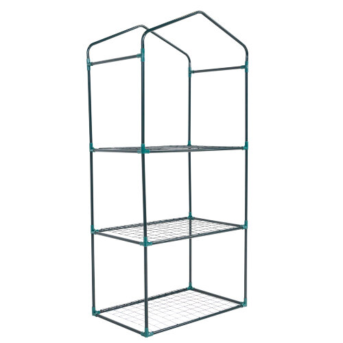 UGH-R10 H125 GREEN-WHITE Парник-стеллаж для рассады, 3 полки, 60x40x125см, Металлическая труба в ПВХ, цвет зеленый, Тент из армированного полиэтилена 135г-м2, цвет сетки белый, TM ФитоЛето - фото 5