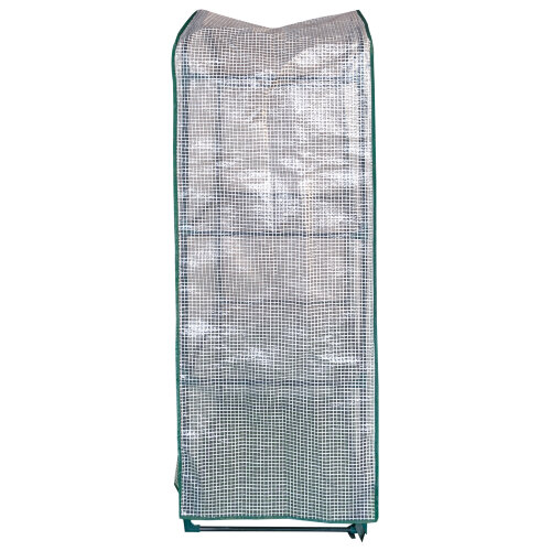 UGH-R10 H125 GREEN-WHITE Парник-стеллаж для рассады, 3 полки, 60x40x125см, Металлическая труба в ПВХ, цвет зеленый, Тент из армированного полиэтилена 135г-м2, цвет сетки белый, TM ФитоЛето - фото 7