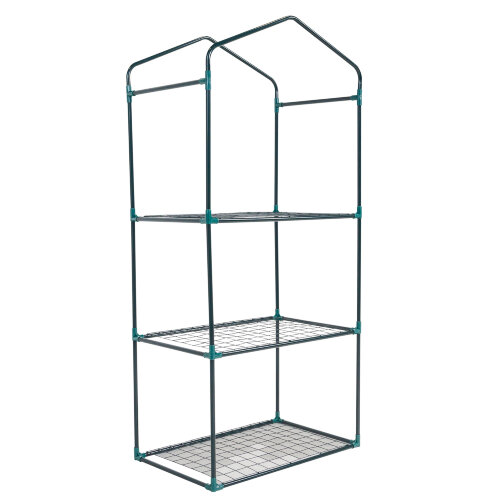 UGH-R10 H125 GREEN-WHITE Парник-стеллаж для рассады, 3 полки, 60x40x125см, Металлическая труба в ПВХ, цвет зеленый, Тент из армированного полиэтилена 135г-м2, цвет сетки белый, TM ФитоЛето - фото 13