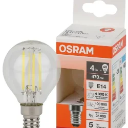 Лампа светодиодная филаментная 4W/4000K (=40W) E14 | Шарик | LED Star 5Y FILAMENT | - OSRAM