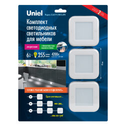 ULM-F41-6W-4200K-DIM SENSOR IP20 WHITE Светильник светодиодный накладной, ультратонкий с бесконтактным выключателем, набор из 3-х шт, Квадратный, 85х85х6.5мм, 255Lm, Белый