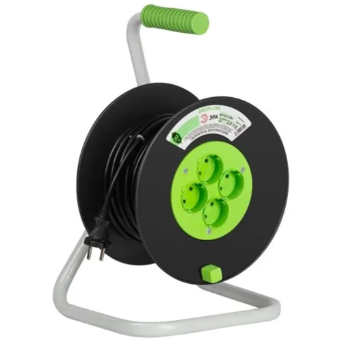 Удлинитель на пластик. катушке 4х20м без заземл. KAT-2x1.5-20m Greenline ПВС 2х1.5 Эра Б0065106 - фото