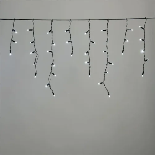 Гирлянда Бахрома 3,1 x 0,5 м Белая 220В, 120 LED, Провод Черный Каучук 2,3мм, IP65. Фото 1.
