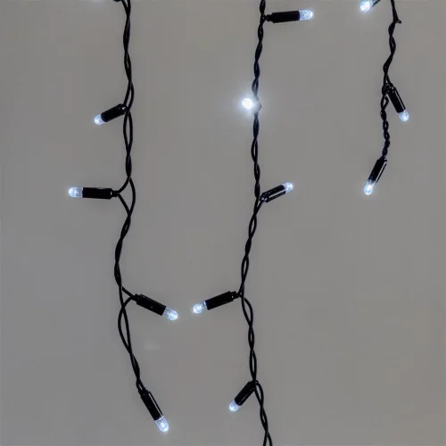 Гирлянда Бахрома 3,1 x 0,5 м Белая 220В, 120 LED, Провод Черный Каучук 2,3мм, IP65. Фото 3.