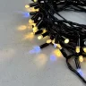 Гирлянда Нить с Колпачком 10м Тепло-Белая с Мерцанием Белого Диода 220В, 100 LED, Провод Черный ПВХ, IP65. Фото 2.