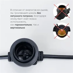 Белт-Лайт LTC 10м, Провод Черный Каучук, Шаг 20 см, 50  Патронов, IP65