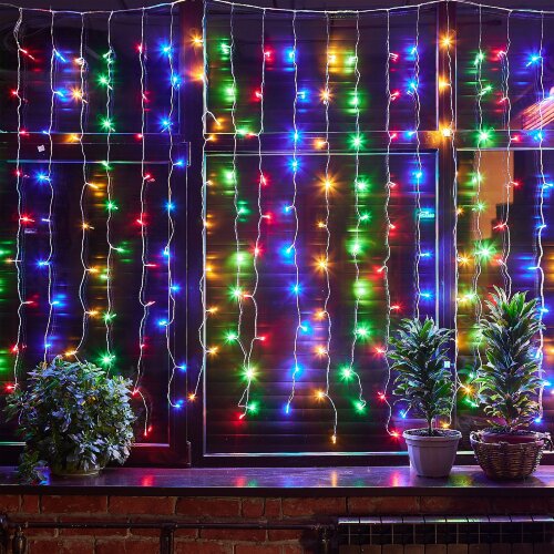 ULD-C3020-264-TTK MULTI IP44 Занавес светодиодный с эффектом мерцания, 3х2м, 264 светодиода, Разноцветный свет, Провод прозрачный, TM Uniel - фото 10