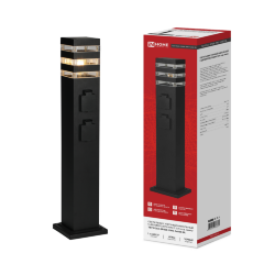 Светильник уличный напольный ТБУ POLO-SP600-2WO-1xA60-BL 600мм, 2 розетки с з/к, черный IP54 IN HOME