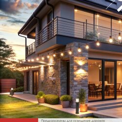 Светильник уличный напольный ТБУ POLO-SP600-2WO-1xA60-BL 600мм, 2 розетки с з/к, черный IP54 IN HOME