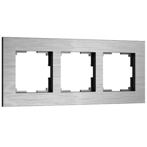 Рамка из металла на 3 поста АluMax алюминий W0033506 - фото