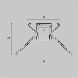 Алюминиевый профиль встраиваемый скрытого монтажа 46×23 (Серебро, 2 м), ALM-4623-S-2M (Серебро)