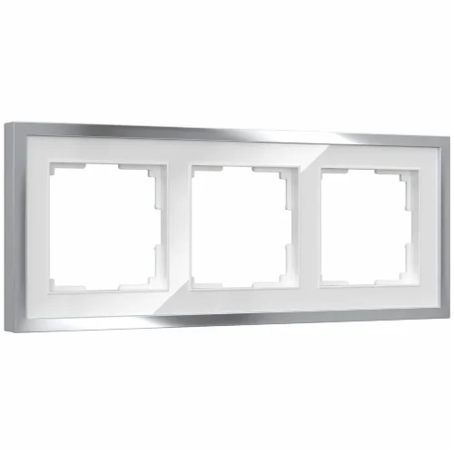 Рамка из металла на 3 поста Baguette белый/серебро W0032850 - фото