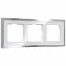 Рамка из металла на 3 поста Baguette белый/серебро W0032850 - фото