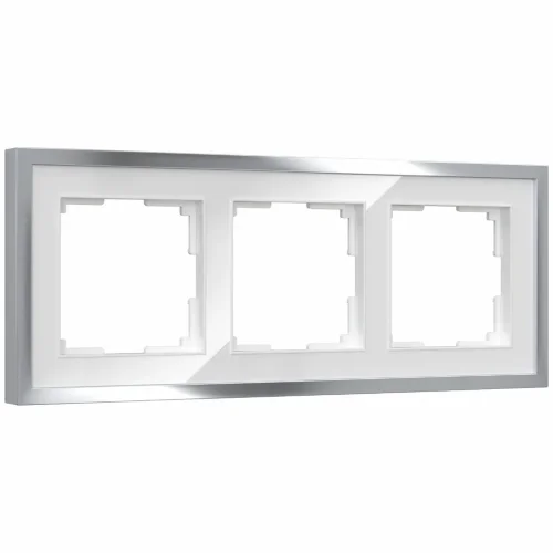 Рамка из металла на 3 поста Baguette белый/серебро W0032850 - фото