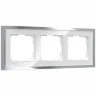 Рамка из металла на 3 поста Baguette белый/серебро W0032850 - фото
