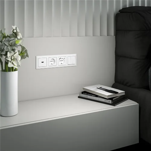 Розетка с заземлением, шторками и USB тип A+C (белый) W1171701 - фото 4